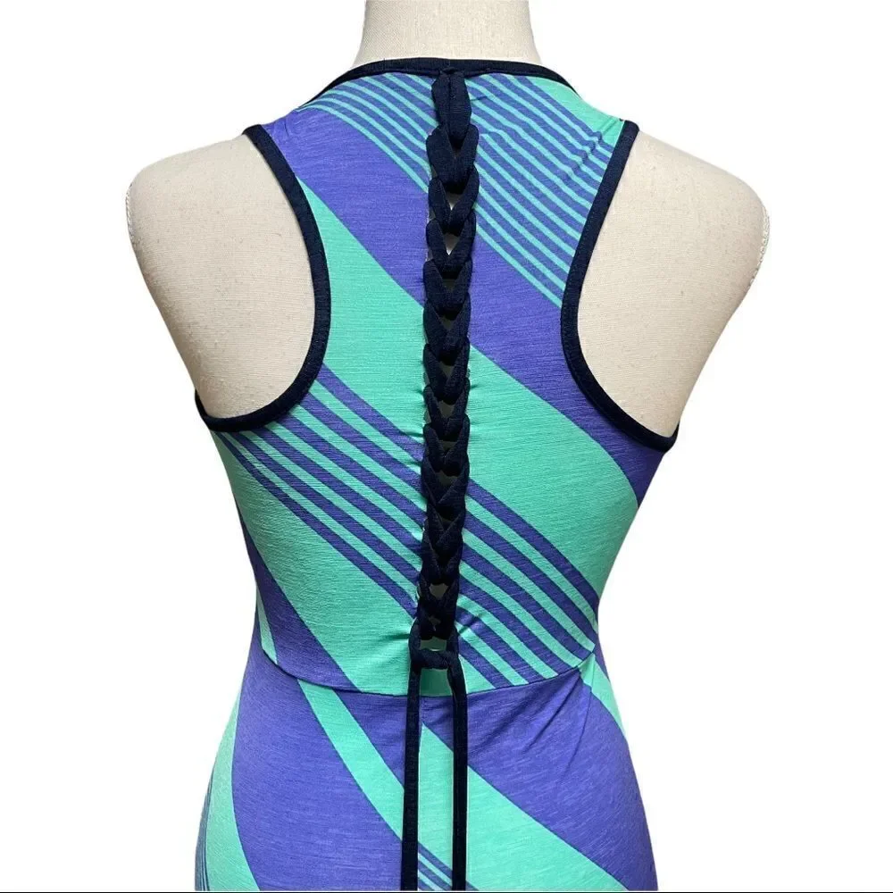 Silvergate Green Purple Striped High-Low Dress SMALL - Picture 6 of 15